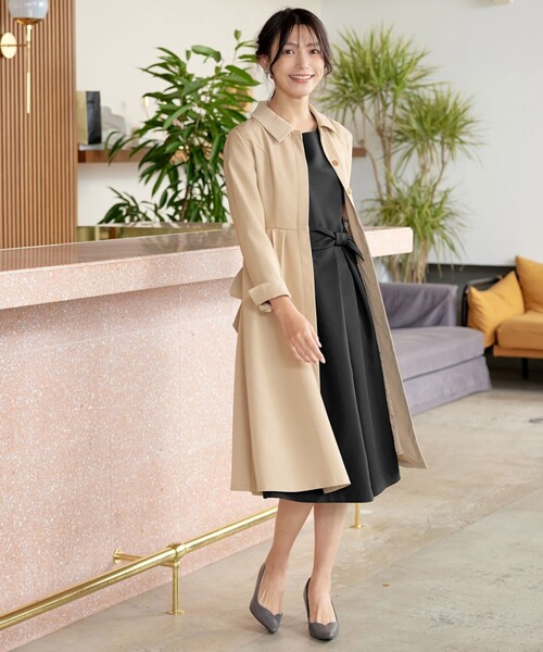 「Tiaclasse」 長袖ワンピース X-LARGE モカ レディース_画像9