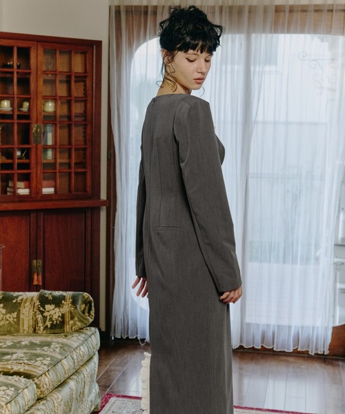 ANDRESD ドレス フリルトリムロングドレス / frills trim long dress