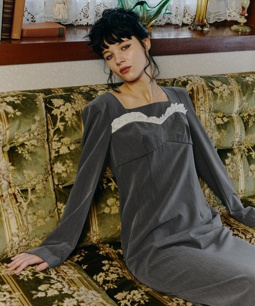 ANDRESD ドレス フリルトリムロングドレス / frills trim long dress