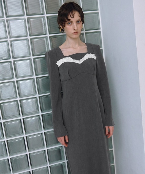 ANDRESD ドレス フリルトリムロングドレス / frills trim long dress