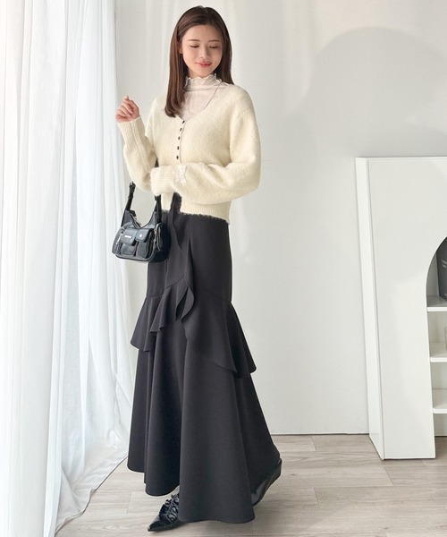 「mily bilet」 ニットカーディガン X-LARGE レッド レディース_画像6