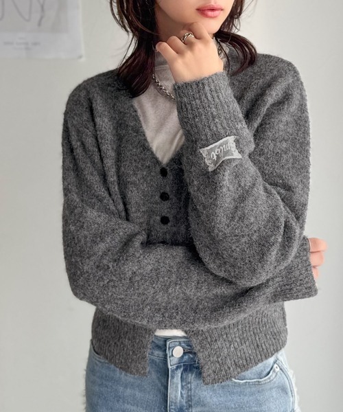 「mily bilet」 ニットカーディガン X-LARGE レッド レディース_画像9