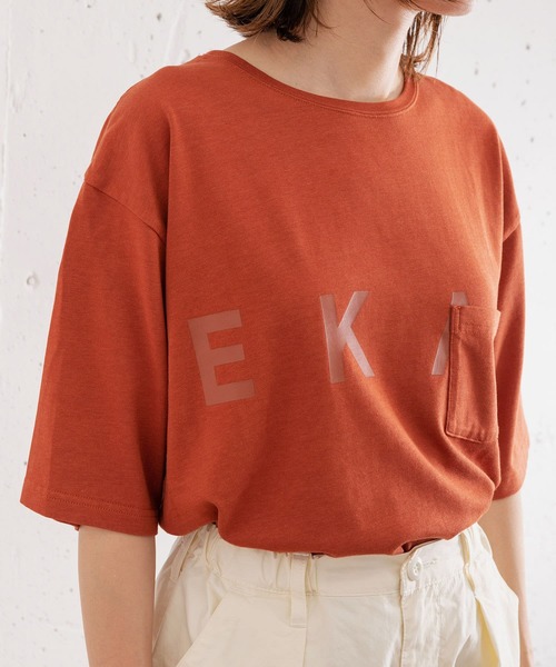 「EKAL」 半袖Tシャツ ONE オフホワイト レディース_画像3