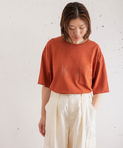 「EKAL」 半袖Tシャツ ONE オフホワイト レディース_画像4