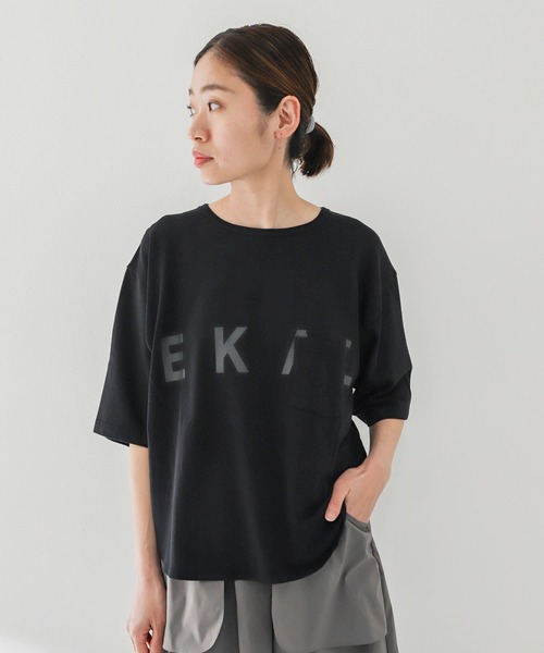 「EKAL」 半袖Tシャツ ONE オフホワイト レディース_画像9