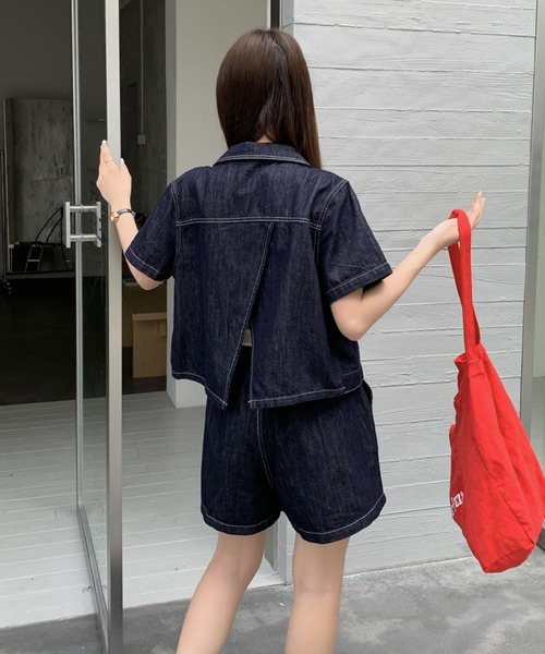 2ly2 セットアップ デニムセットアップ 半袖ジャケット×ショートパンツ