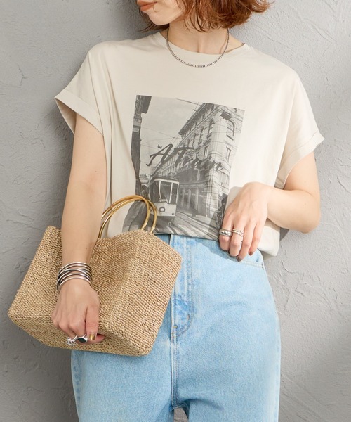 tシャツ 「MICA＆DEAL/マイカアンドディール」 フレンチスリーブ フォトプリントTシャツ レディースの画像