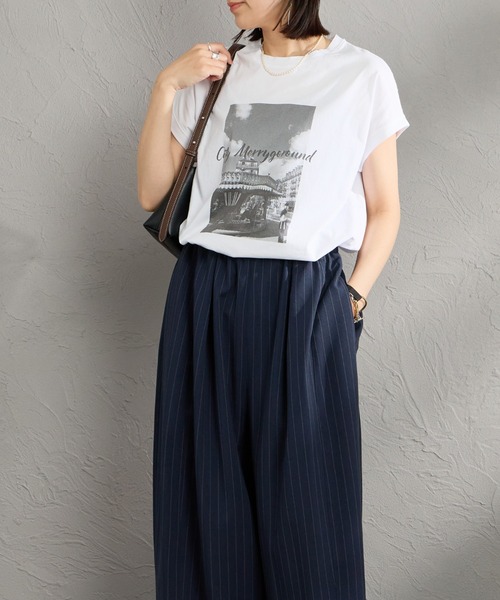 tシャツ 「MICA＆DEAL/マイカアンドディール」 フレンチスリーブ フォトプリントTシャツ レディースの画像