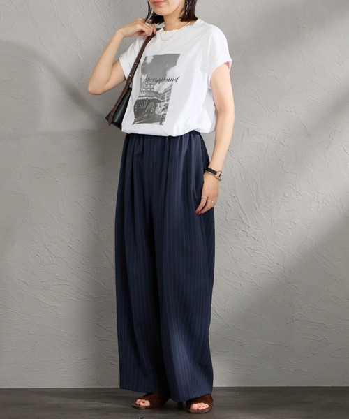 tシャツ 「MICA＆DEAL/マイカアンドディール」 フレンチスリーブ フォトプリントTシャツ レディースの画像