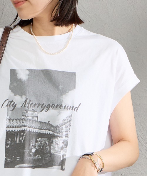 tシャツ 「MICA＆DEAL/マイカアンドディール」 フレンチスリーブ フォトプリントTシャツ レディースの画像