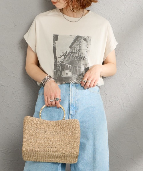 tシャツ 「MICA＆DEAL/マイカアンドディール」 フレンチスリーブ フォトプリントTシャツ レディースの画像