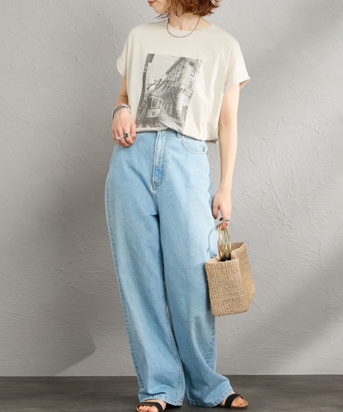 tシャツ 「MICA＆DEAL/マイカアンドディール」 フレンチスリーブ フォトプリントTシャツ レディースの画像