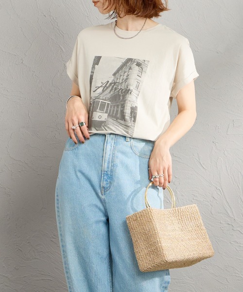 tシャツ 「MICA＆DEAL/マイカアンドディール」 フレンチスリーブ フォトプリントTシャツ レディースの画像