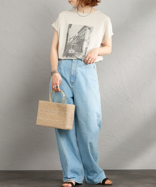 tシャツ 「MICA＆DEAL/マイカアンドディール」 フレンチスリーブ フォトプリントTシャツ レディースの画像