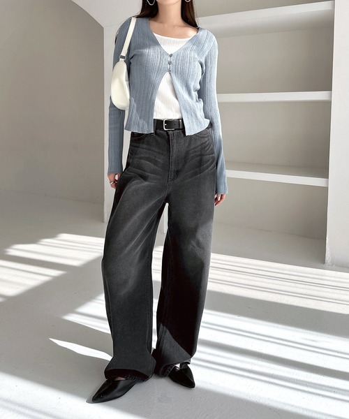 「andme」 デニムパンツ L ブルー レディース_画像8