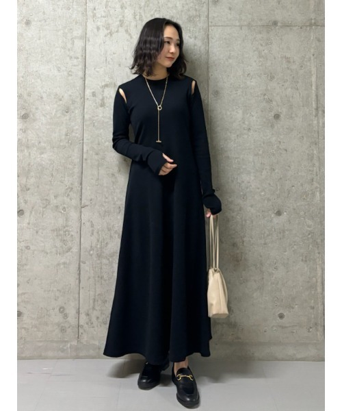 「Mila Owen」 長袖ワンピース 0 パープル レディース_画像3