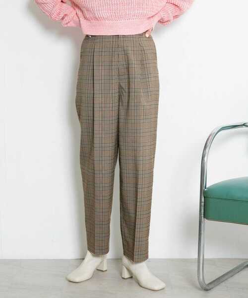 JNBY センタープレス チェックパンツ KBF パンツ センタープレスWIDEチェックパンツ レディース