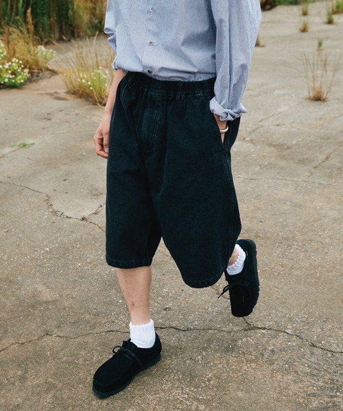 WYM LIDNM ハーフパンツ ワイドパンツ パンツ VINTAGE BLACK WASHED 