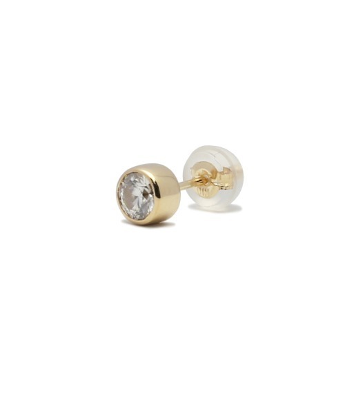 ピアス 4mm モアサナイト モダン ピアス K10YG/10金イエローゴールド メンズ レディース ユニセックス メンズ レディース