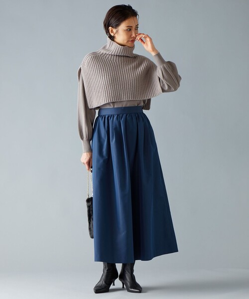 ニット 【洗える】ソフトウールハイゲージパフスリーブハイネック ニット ニット 洗える ソフトウールハイゲージパフスリーブハイネック