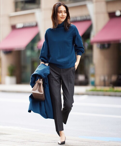 ニット 【洗える】ソフトウールハイゲージパフスリーブハイネック ニット ニット 洗える ソフトウールハイゲージパフスリーブハイネック