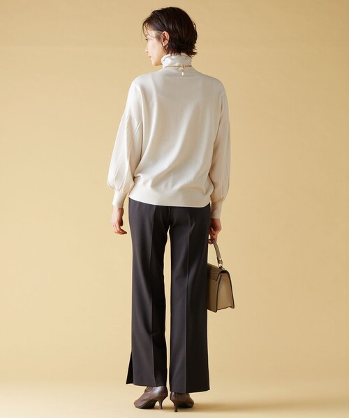 ニット 【洗える】ソフトウールハイゲージパフスリーブハイネック ニット ニット 洗える ソフトウールハイゲージパフスリーブハイネック