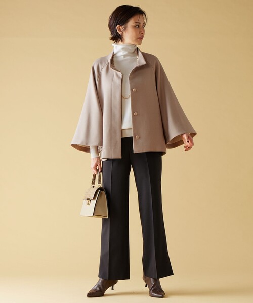 ニット 【洗える】ソフトウールハイゲージパフスリーブハイネック ニット ニット 洗える ソフトウールハイゲージパフスリーブハイネック