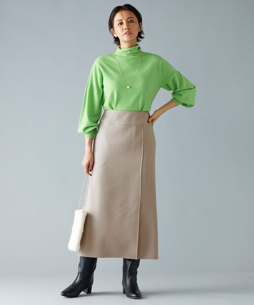 ニット 【洗える】ソフトウールハイゲージパフスリーブハイネック ニット ニット 洗える ソフトウールハイゲージパフスリーブハイネック