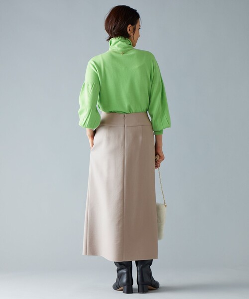 ニット 【洗える】ソフトウールハイゲージパフスリーブハイネック ニット ニット 洗える ソフトウールハイゲージパフスリーブハイネック