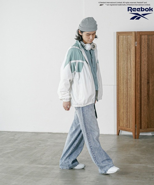 Reebok/ナイロンジャケット アイボリー 新品 新色追加【10%OFF】【Reebok/リーボック】 別注スモールベクター刺繍裾