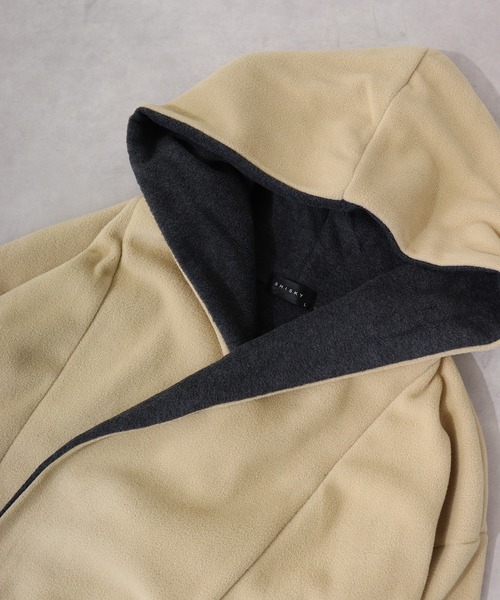 FUNALIVE ノーカラーコート コート Microfleece gown coat