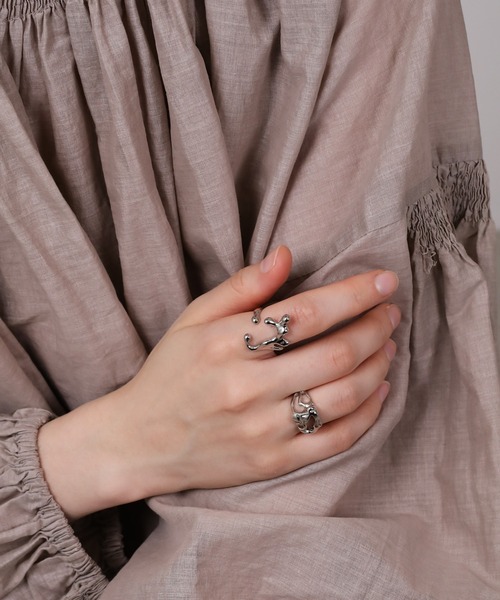 emesuelee 指輪 リング メルトデザインオープンリング レディース