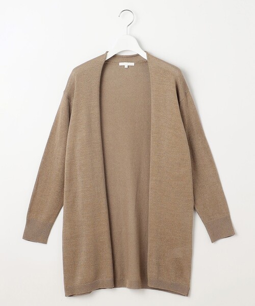 美品 自由区 ペーパーブレンドロングカーディガン モカ 38 現行品 自由区（ジユウク） カーディガン 「洗える」ペーパーブレンドロング