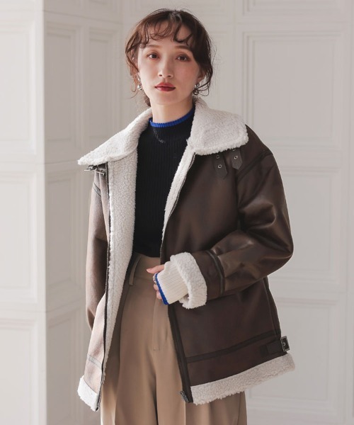 pufe コート アウター 「pufe」フェイクムートンフライトジャケット