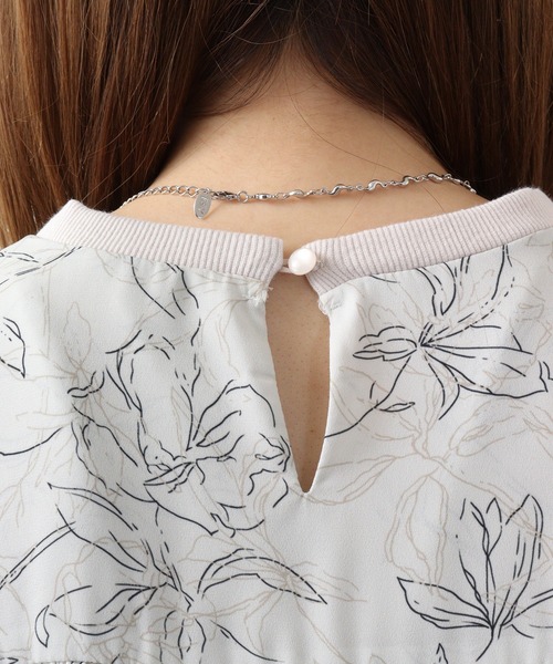 アンナニコラ Anna Nicola リブ切替フラワープリントブラウス （ネイビー） セール】AnnaNicola リブ切替フラワープリントブラウス（シャツ