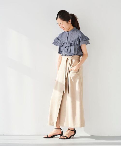 le.coeur blanc（ルクールブラン） ブラウス シャツ ダンガリーフリル