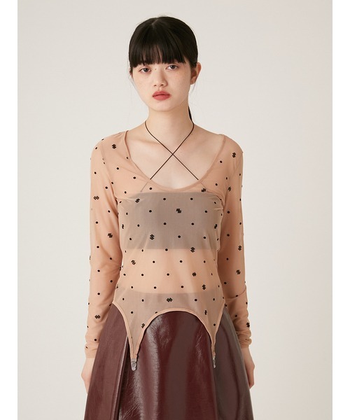 tシャツ 「LILY BROWN Lingerie」シアーフロッキートップス×バンドゥセット レディース