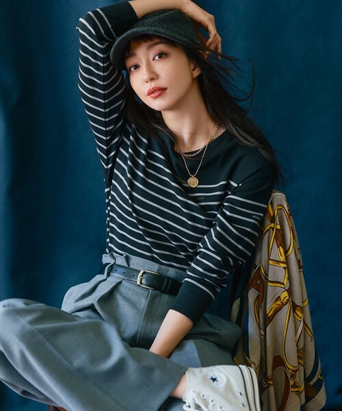 23区S【洗える】Armor-luxスリット チュニック　32サイズ 23区 tシャツ 「洗える」Armor-lux クロップドボーダー