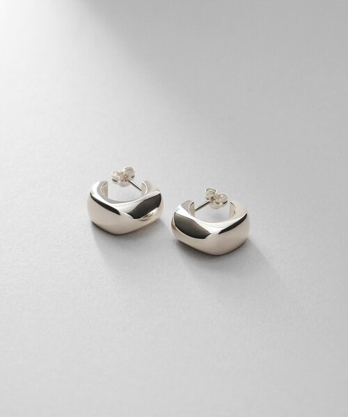 COCOSHNIK ピアス シルバー スモールフープ スロープカット