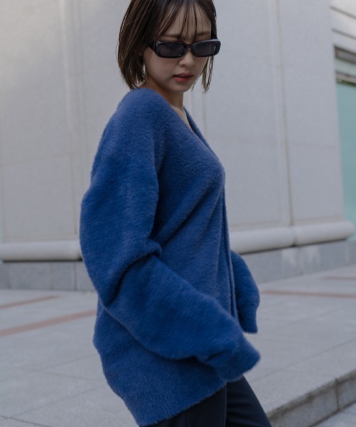 BLUE×PALANG(ブルーパラン) カーディガン SHORT SHAGGY BIG CARDIGAN BLUE×PALANG(ブルーパラン) カーディガン SHORT SHAGGY BIG CARDIGAN