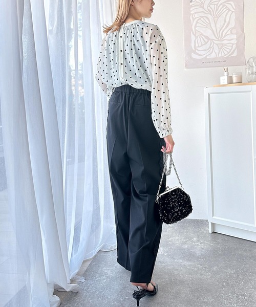 136t*美品 シップス 0 x ones ドットフロッキー楊柳ブラウス 136t*美品 