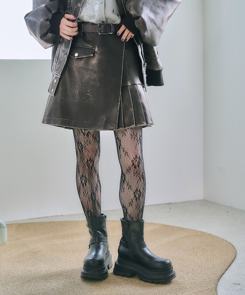 HARE フェイクレザープリーツスカパン フェイクレザープリーツスカパン(HARE)（その他パンツ）｜HARE