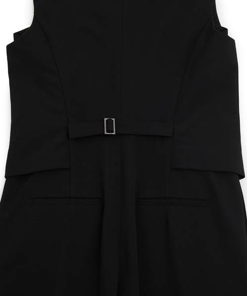 訳あり 新品 アダムエロペ 【サステナブル】 ジャケットコンビロンパース S 黒 ADAM ET ROPE'（アダムエロペ） オールインワン 「サステナブル」ジレ