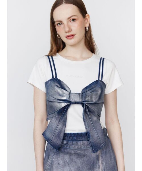 新品:CALNAMUR GLITTER DENIM RIBBON BUSTIER 新品:CALNAMUR GLITTER DENIM RIBBON BUSTIER Amazon.com