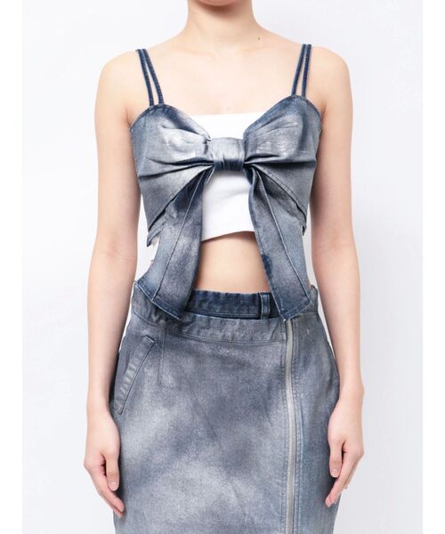 CALNAMUR（カルナムール） ブラウス シャツ GLITTER DENIM RIBBON