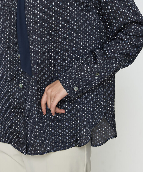 ブラウス シャツ サテンワッシャーダイヤ小紋柄 ブラウス レディース COMME CA ブラウス シャツ サテンワッシャーダイヤ小紋柄