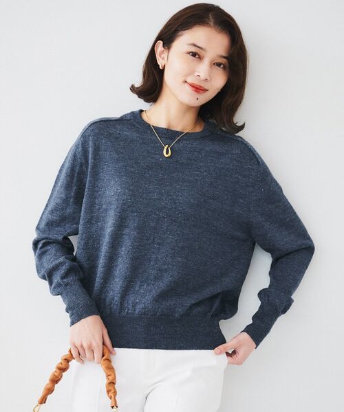 ニット セーター 「アンサンブル可能/洗える」リネン混ベーシックプルオーバー レディース UNTITLED ニット セーター 「アンサンブル可能/洗える」リネン混