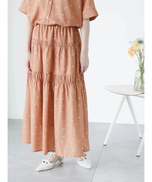 Te chichi TERRASSE ロング スカート 「日比谷花壇コラボ」プリント