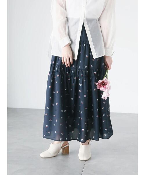 Te chichi TERRASSE ロング スカート 「日比谷花壇コラボ」プリント