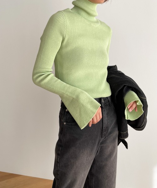 「CANAL JEAN」 タートルネックニット ONE SIZE パープル レディース_画像2